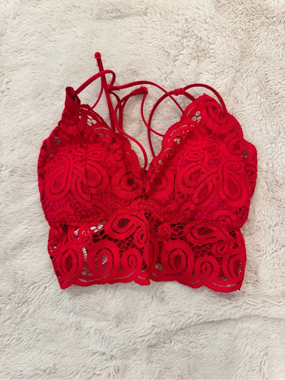 Victoria’s Secret PINK Brand Red Lace Bralette Size XS